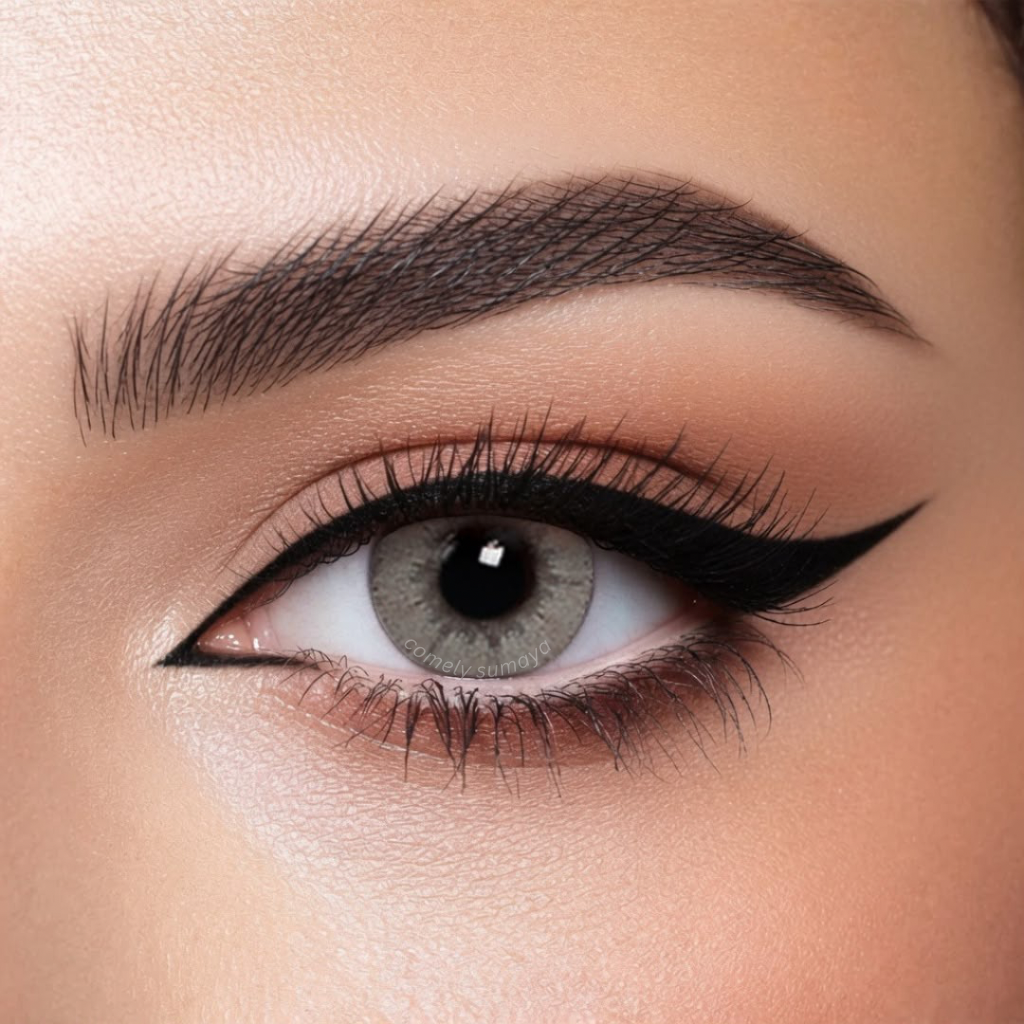 Bella Glow Grey Caramel colored contact lens