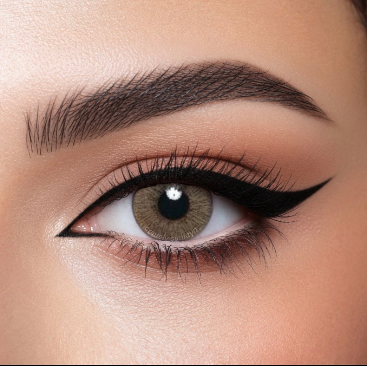 Bella Elite Matt Olive colored contact lens