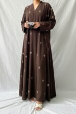 Chocolate Brown Embroidered Abaya