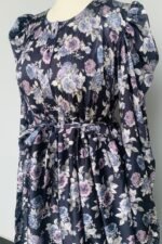charcoal floral imported silk dress for women